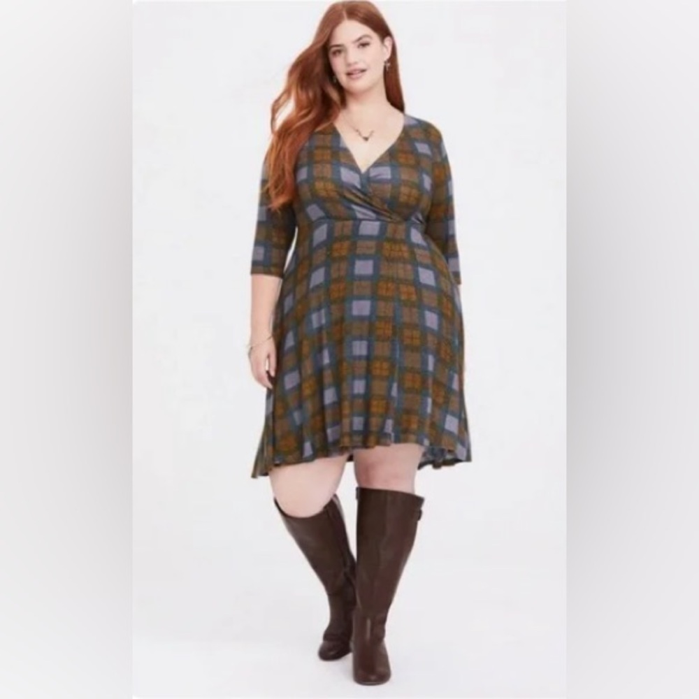 Torrid Outlander Collection Plaid Faux Wrap Dress